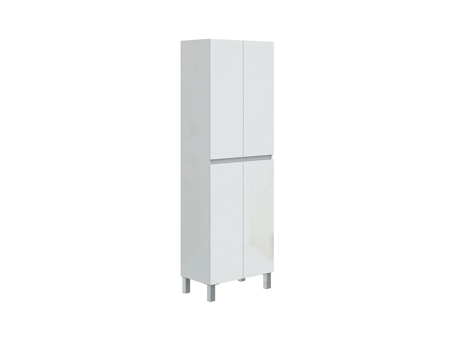 Armoire à colonnes Dzecchi, Élément mural de salle de bain, Armoire haute multifonctionnelle, Meuble polyvalente, 60x35 h182 cm, Blanc brillant