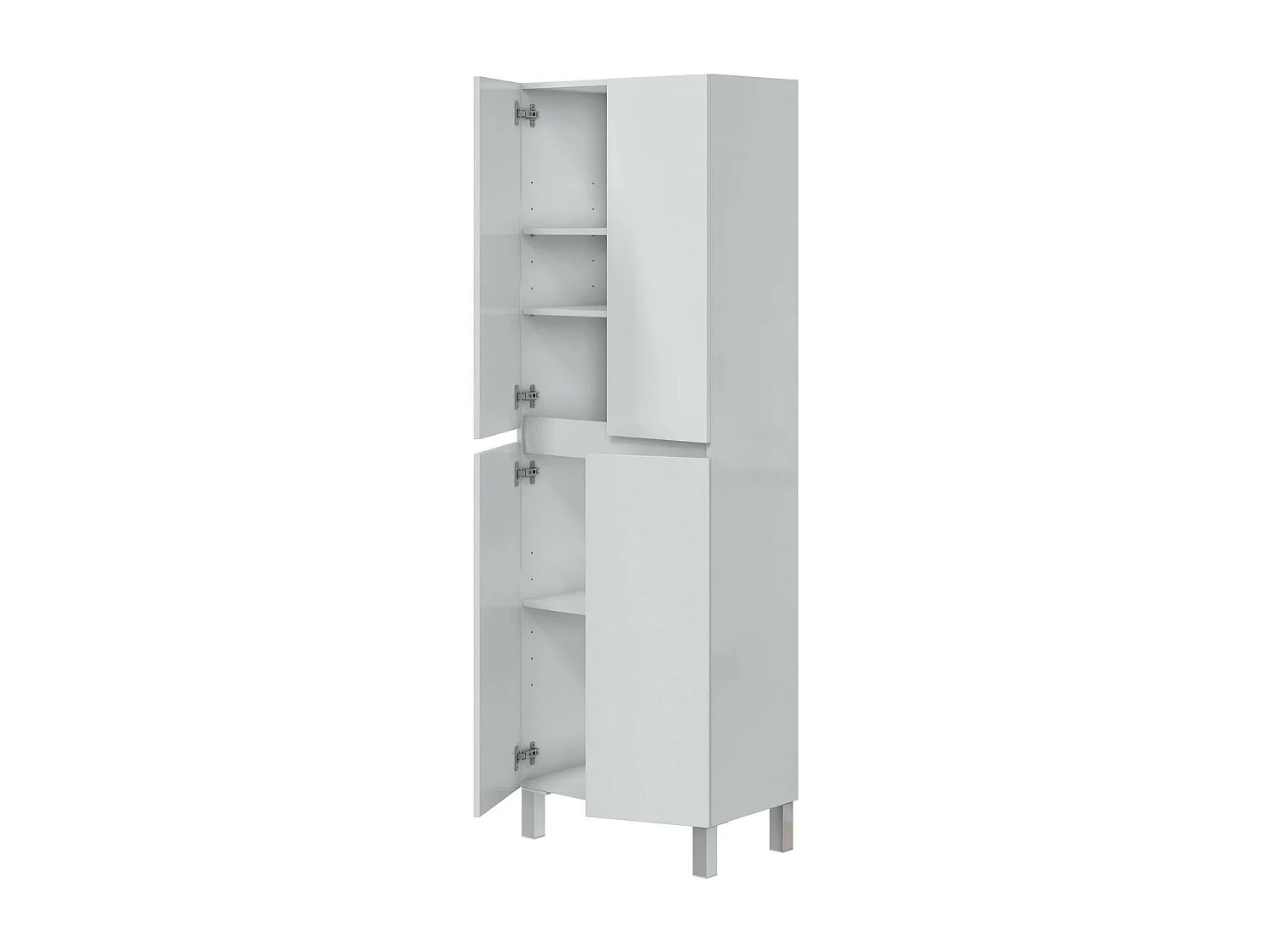 Säulenschrank Dzecchi, Schrank für Badezimmer oder Küche, Multifunktionaler Hochschrank, Mehrzweckschrank, 60x35 h182 cm, Glänzendes WeiÃŸ