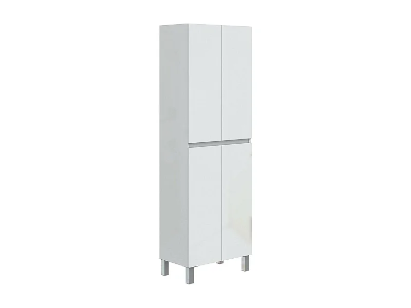 Armoire à colonnes Dzecchi, Élément mural de salle de bain, Armoire haute multifonctionnelle, Meuble polyvalente, 60x35 h182 cm, Blanc brillant