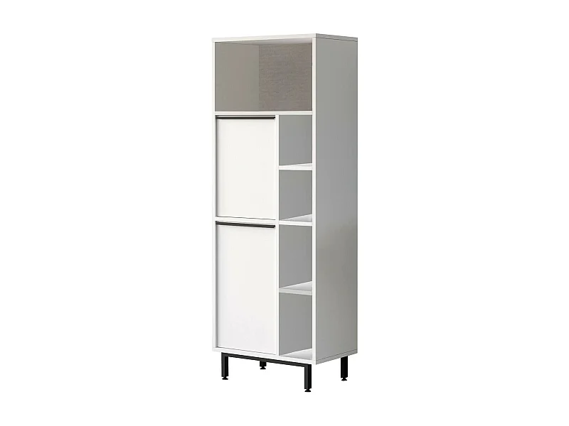 Armoire à colonnes Dpietraner, Élément mural de salle de bain, Armoire haute multifonctionnelle, Meuble polyvalente, 160x36 h45 cm, Blanc
