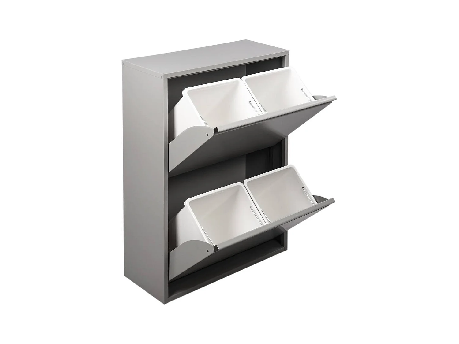 Poubelle Borja, Corbeille, Poubelle pour la collecte des déchets, Armoire à ordures, 60x25 h93 cm, Gris