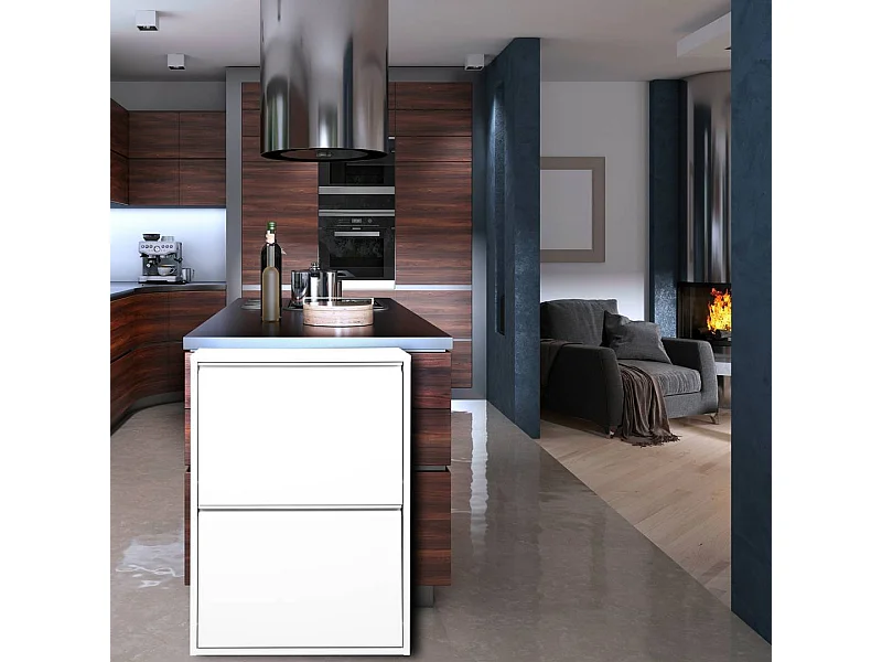 Poubelle Borja, Corbeille, Poubelle pour la collecte des déchets, Armoire à ordures, 60x25 h93 cm, Blanc