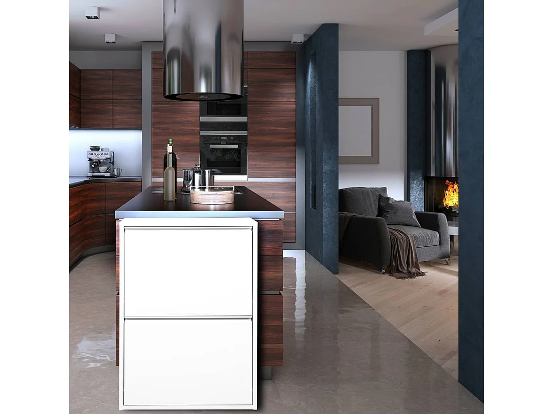 Poubelle Borja, Corbeille, Poubelle pour la collecte des déchets, Armoire à ordures, 60x25 h93 cm, Blanc