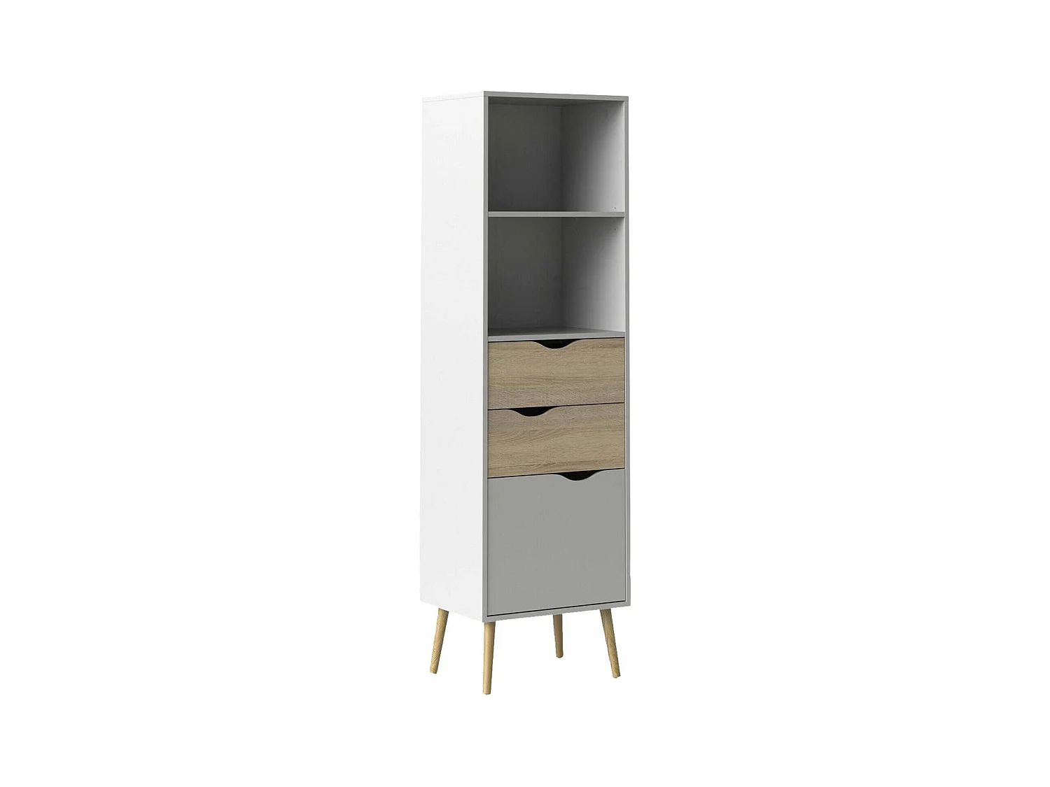 Bibliothèque Dtean, Etagère de bureau, Porte-livre mobile, Librairie, 50x39 h171 cm, Blanc et chêne