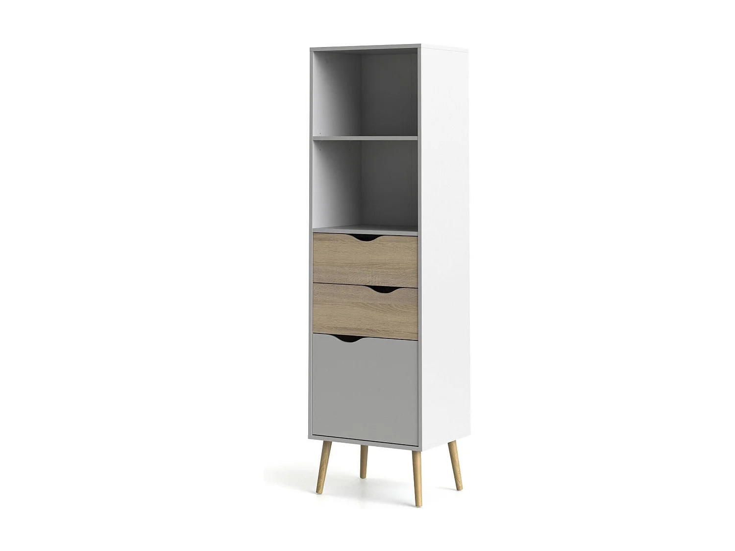 Dmora - Libreria Assesor, 50x39 h171 cm, Bianco e Quercia