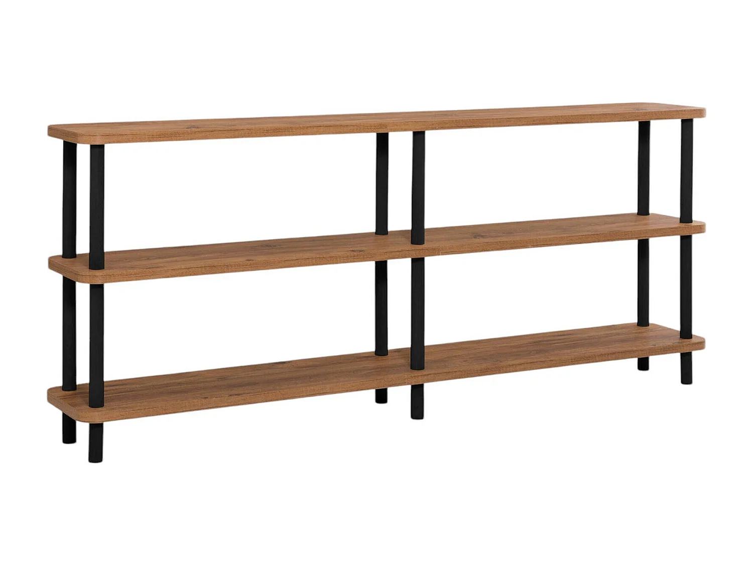 Bücherregal Dacquafresc, Büroregal, Mobiler Buchhalter, Bücherbrett, 180x35 h75 cm, Schwarz und Eiche