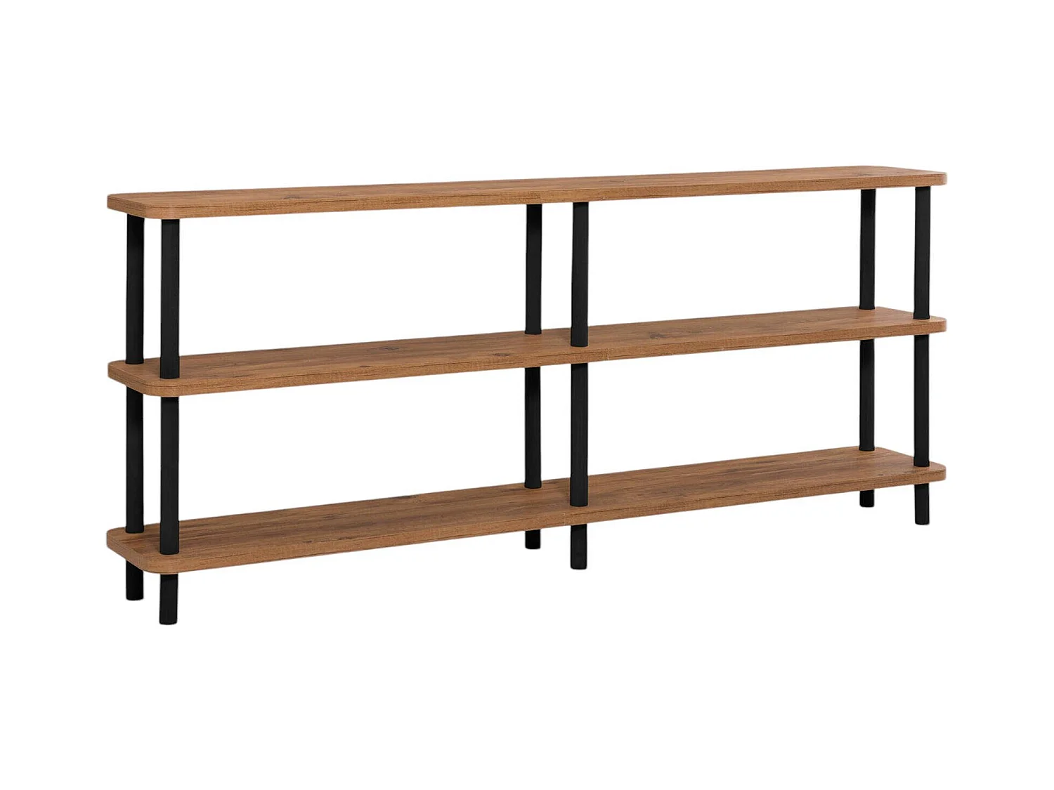 Bibliothèque Dacquafresc, Etagère de bureau, Porte-livre mobile, Librairie, 180x35 h75 cm, Noir et Chêne
