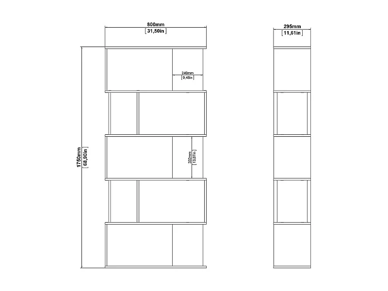 Bibliothèque Dscamacc, Etagère de bureau, Porte-livre mobile, Librairie, 80x30 h175 cm, Ciment et blanc