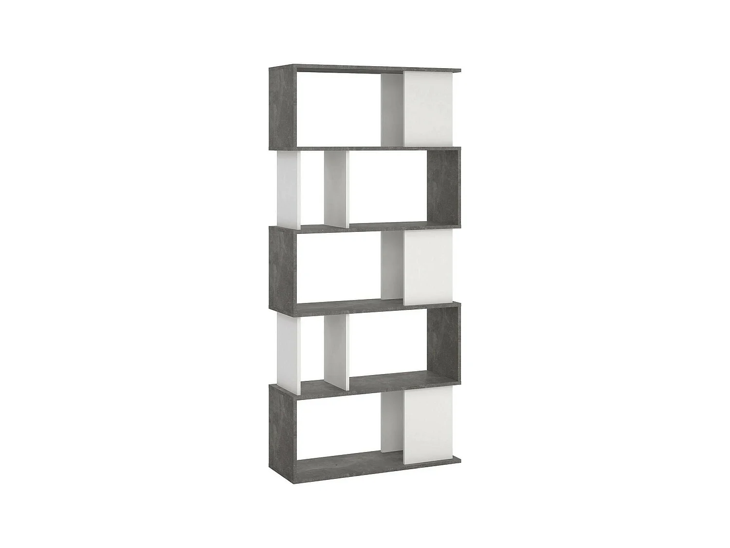 Bibliothèque Dscamacc, Etagère de bureau, Porte-livre mobile, Librairie, 80x30 h175 cm, Ciment et blanc