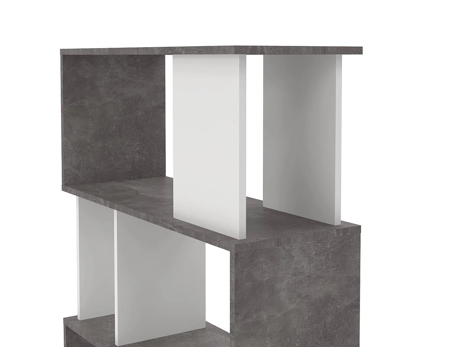 Bücherregal Dscamacc, Büroregal, Mobiler Buchhalter, Bücherbrett, 80x30 h175 cm, Zement und WeiÃŸ
