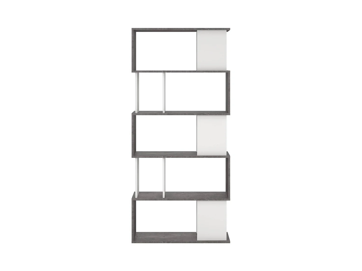 Bücherregal Dscamacc, Büroregal, Mobiler Buchhalter, Bücherbrett, 80x30 h175 cm, Zement und WeiÃŸ