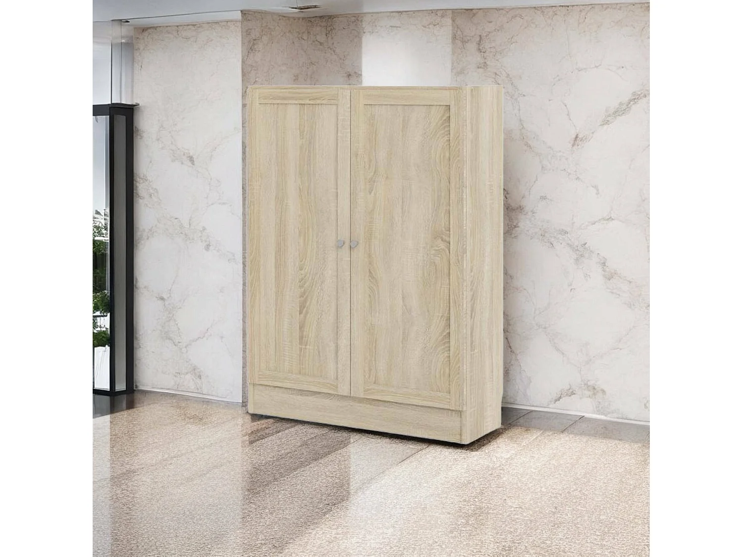 Bücherregal Dsodin, Büroregal, Mobiler Buchhalter, Bücherbrett, 79x28 h107 cm, Eiche