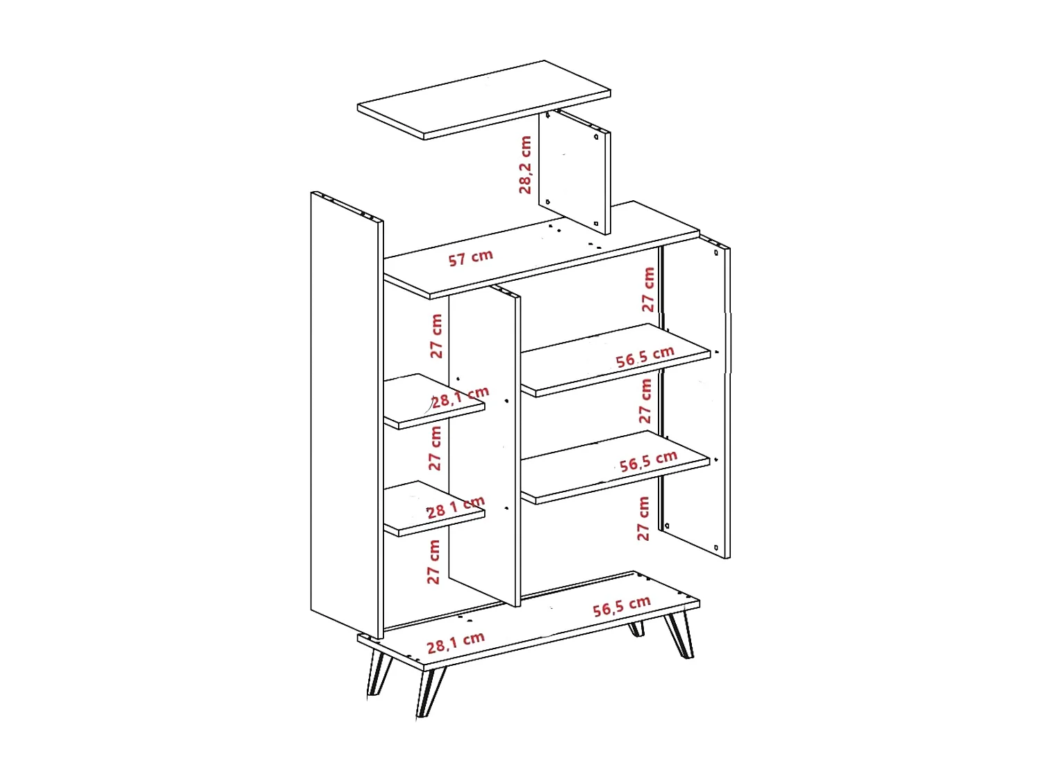 Bibliothèque Dnotaristefan, Etagère de bureau, Porte-livre mobile, Librairie, 90x32 h132 cm, Noyer et Jaune