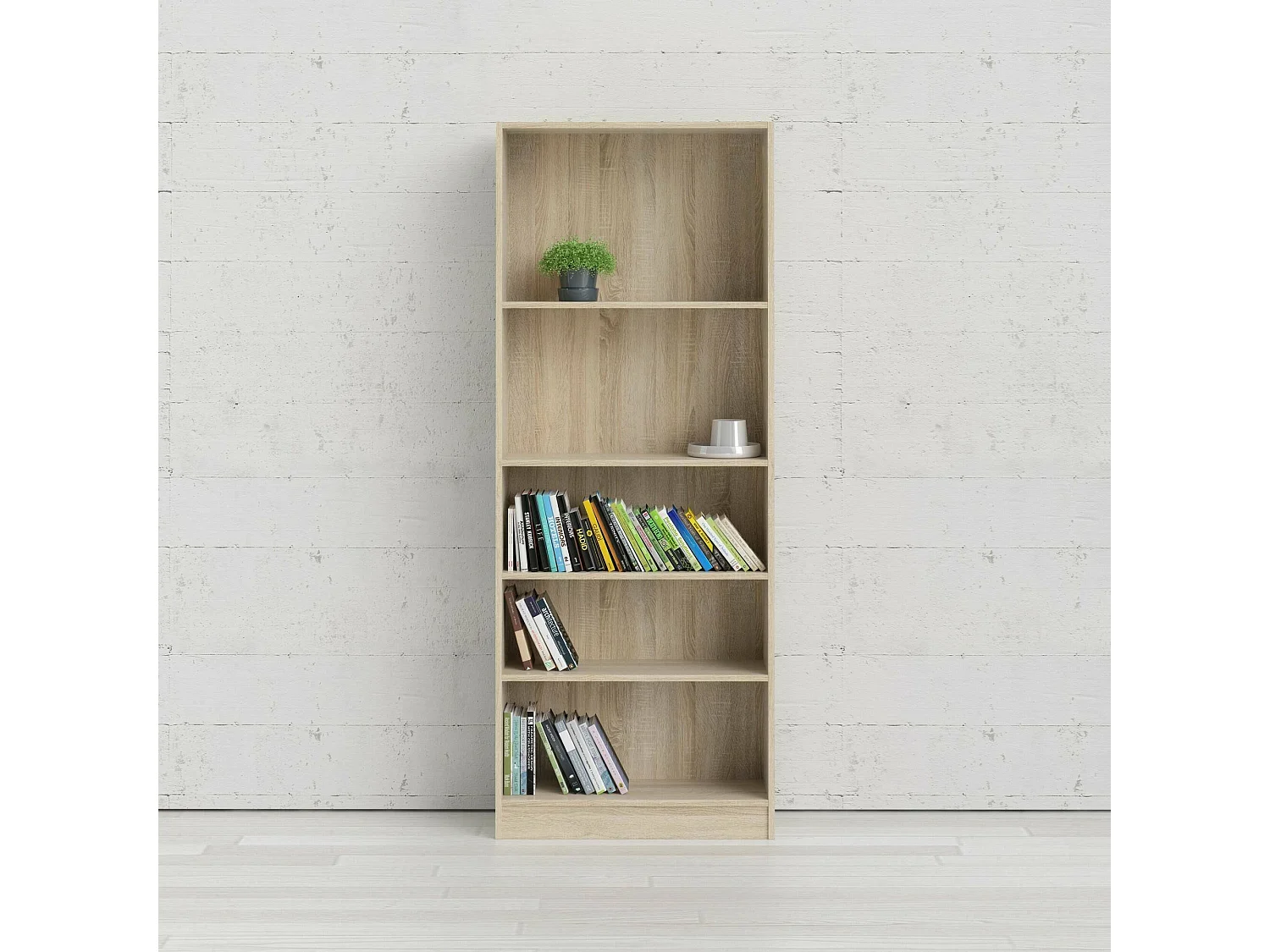 Driber boekenkast, Kantoorplank, Boekenkast, Bibliotheek, 79x27 h203 cm, Eiken