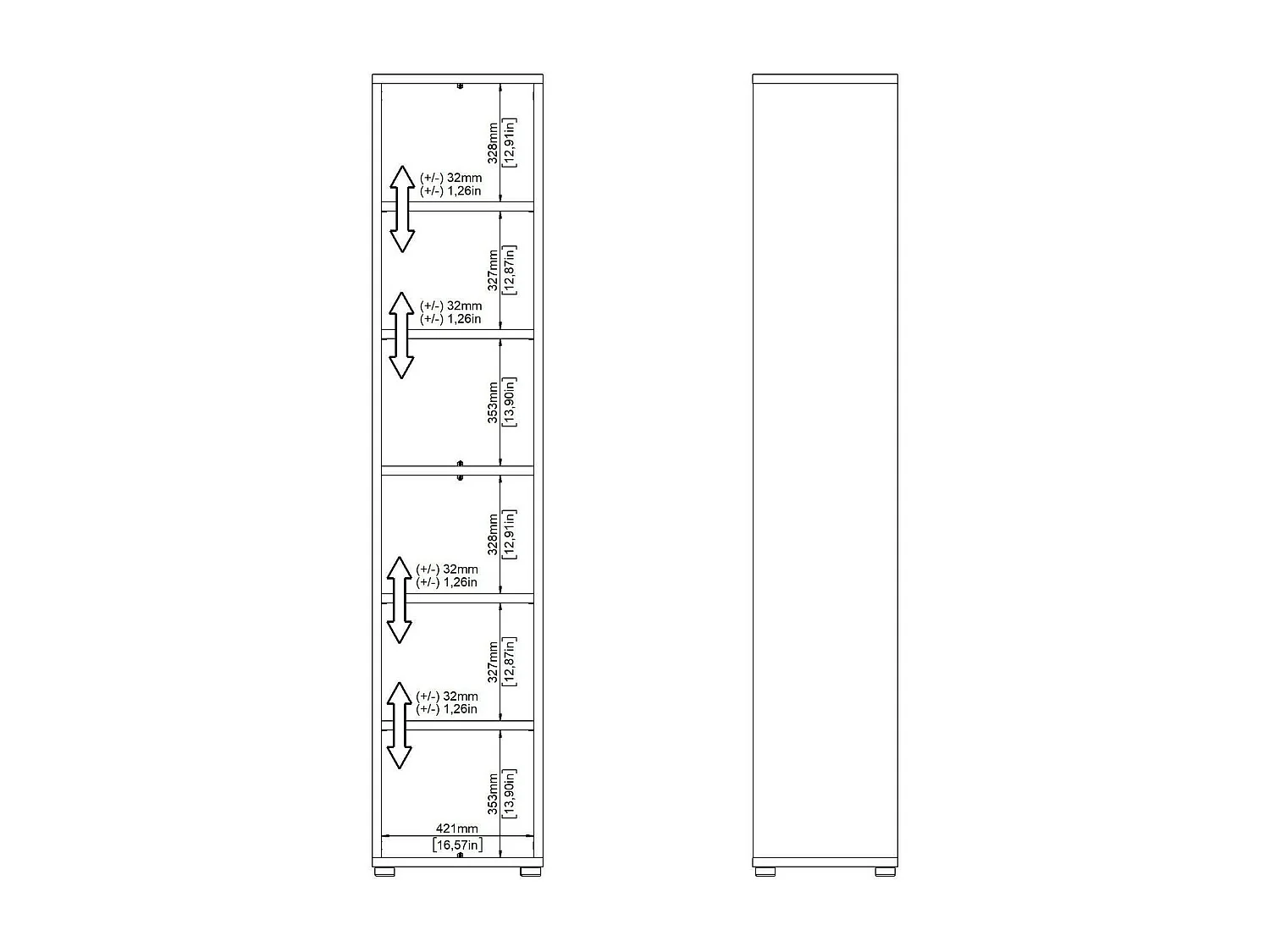 Bücherregal Dtern, Büroregal, Mobiler Buchhalter, Bücherbrett, 47x40 h222 cm, WeiÃŸ