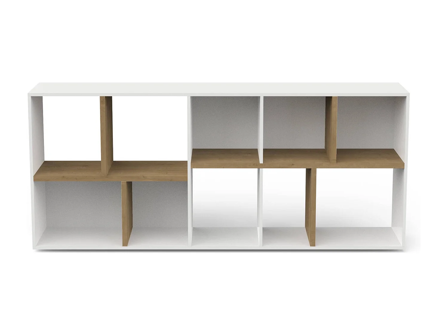 Dlow boekenkast, Kantoorplank, Boekenkast, Bibliotheek, 78x36 h183 cm, Eiken en Wit