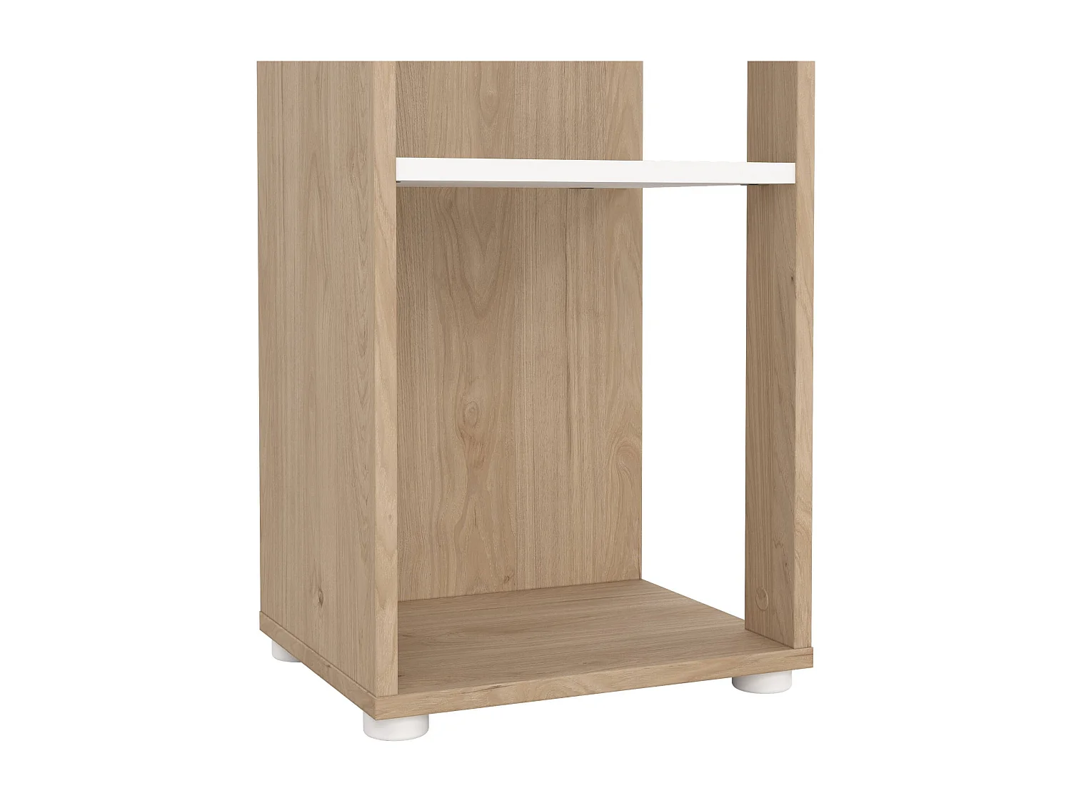 Bibliothèque Dtalarin, Etagère de bureau, Porte-livre mobile, Librairie, 41x34 h205 cm, Chêne clair et Blanc