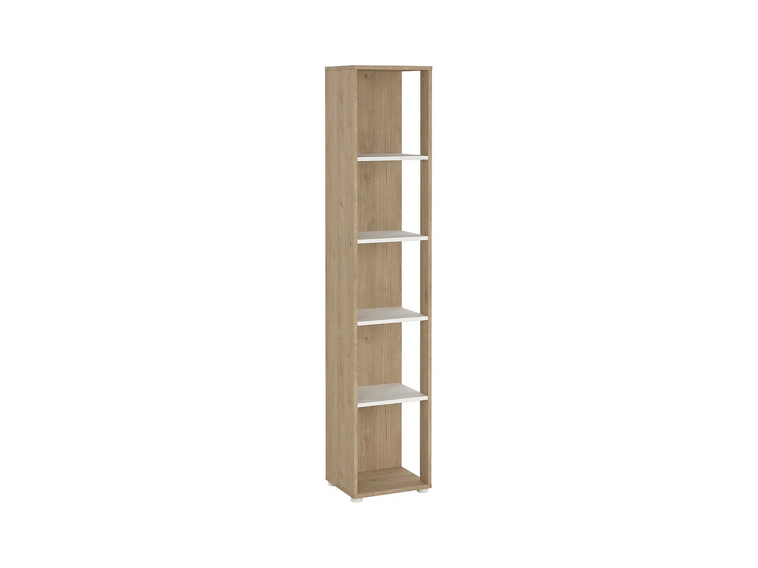 Bibliothèque Dtalarin, Etagère de bureau, Porte-livre mobile, Librairie, 41x34 h205 cm, Chêne clair et Blanc