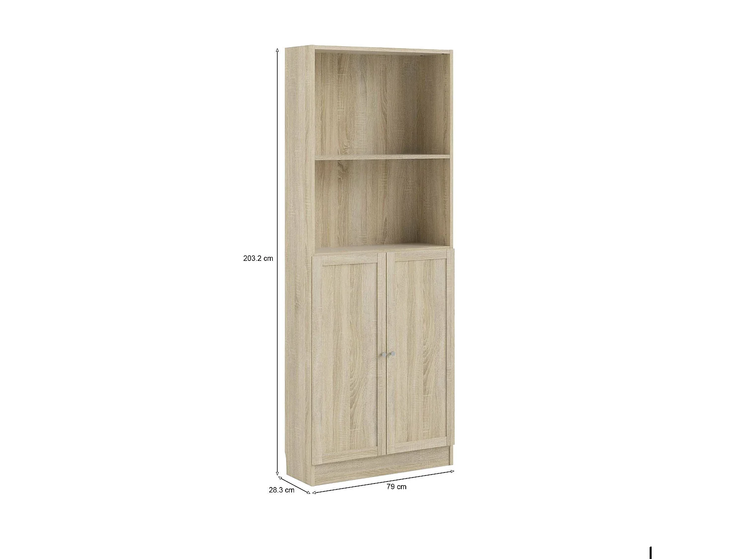 Bibliothèque Dsoffrid, Etagère de bureau, Porte-livre mobile, Librairie, 79x28 h203 cm, Chêne