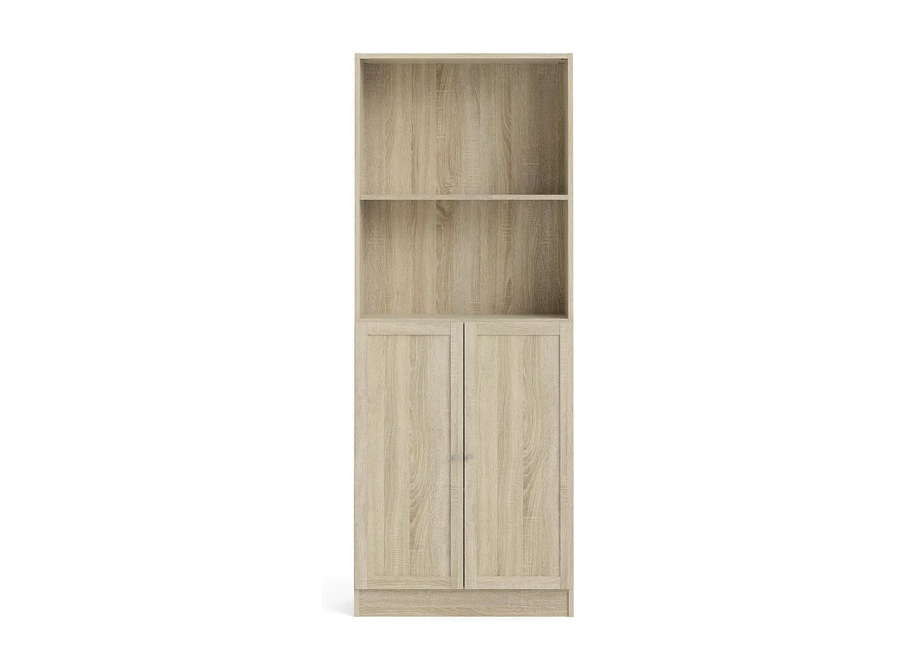 Bibliothèque Dsoffrid, Etagère de bureau, Porte-livre mobile, Librairie, 79x28 h203 cm, Chêne