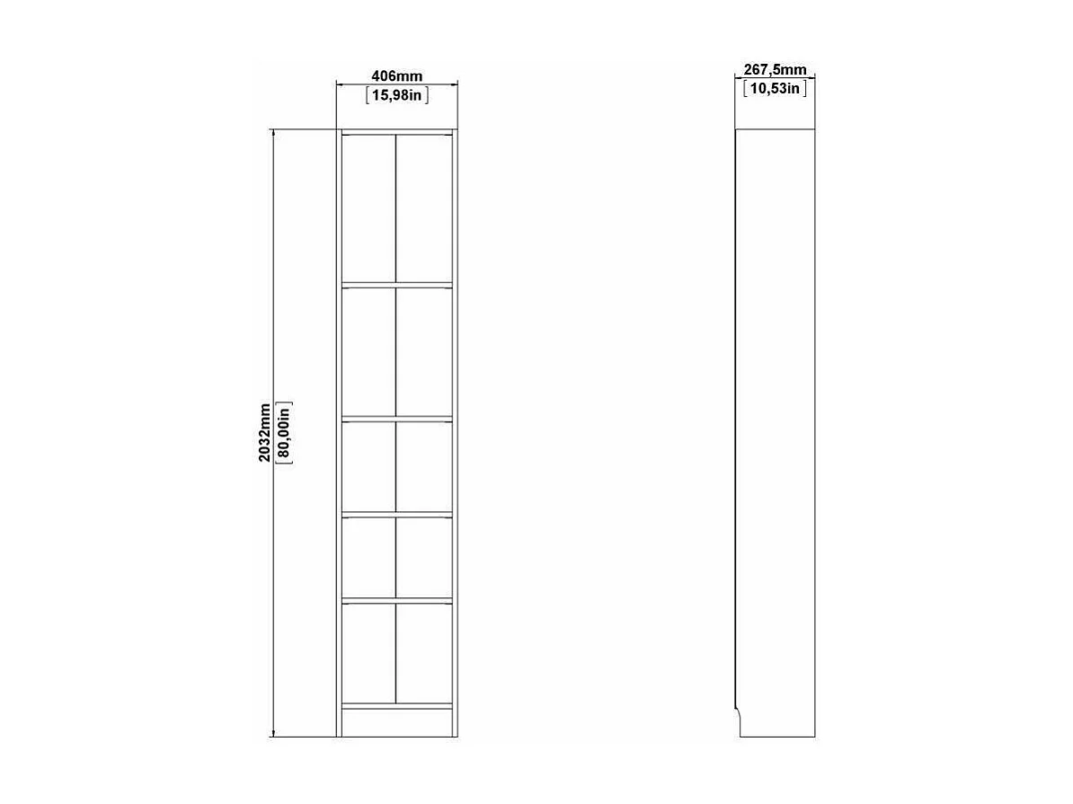 Drugan boekenkast, Kantoorplank, Boekenkast, Bibliotheek, 41x27 h203 cm, Eiken