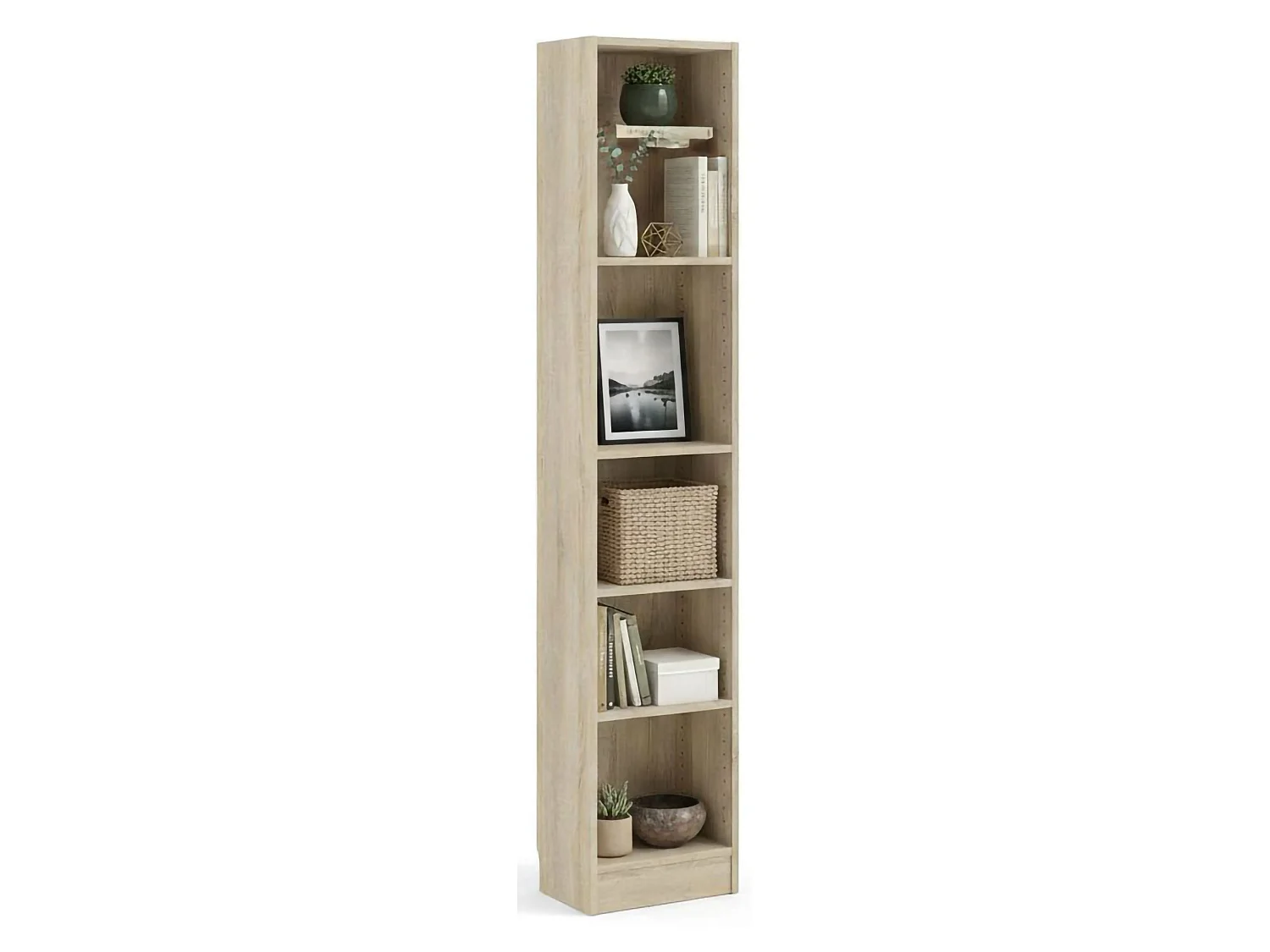 Bibliothèque Drugan, Etagère de bureau, Porte-livre mobile, Librairie, 41x27 h203 cm, Chêne