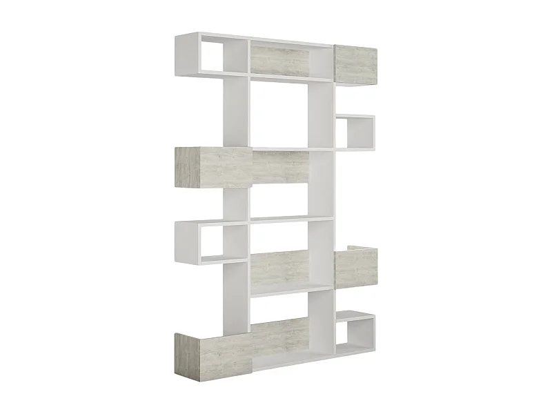 Bibliothèque Dmastrantoni, Etagère de bureau, Porte-livre mobile, Librairie, 120x20 h171 cm, Blanc