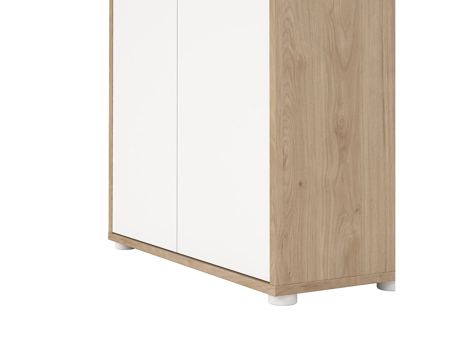 Bibliothèque Dtassott, Etagère de bureau, Porte-livre mobile, Librairie, 80x34 h205 cm, Chêne clair et Blanc