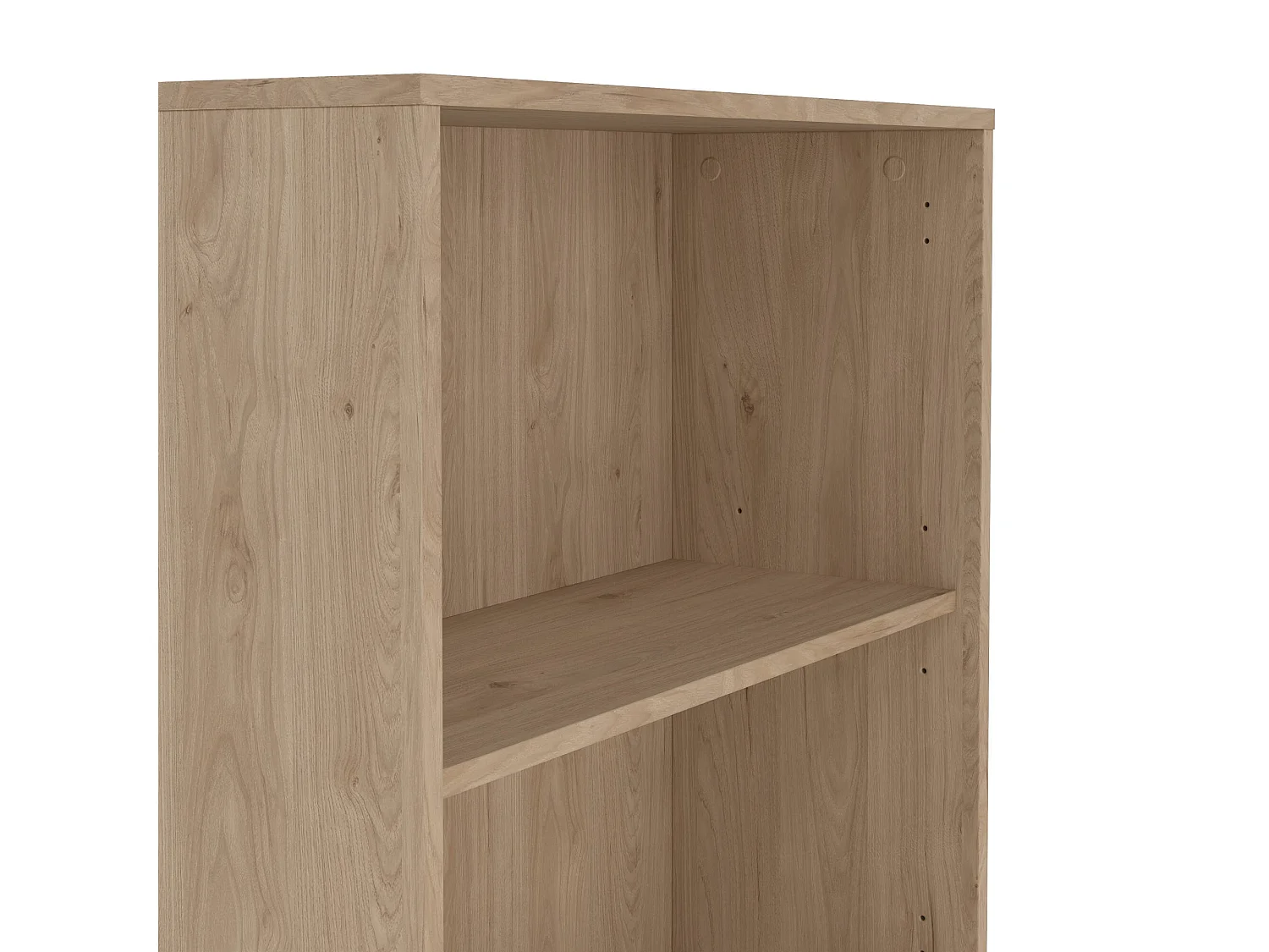 Bibliothèque Dtassott, Etagère de bureau, Porte-livre mobile, Librairie, 80x34 h205 cm, Chêne clair et Blanc