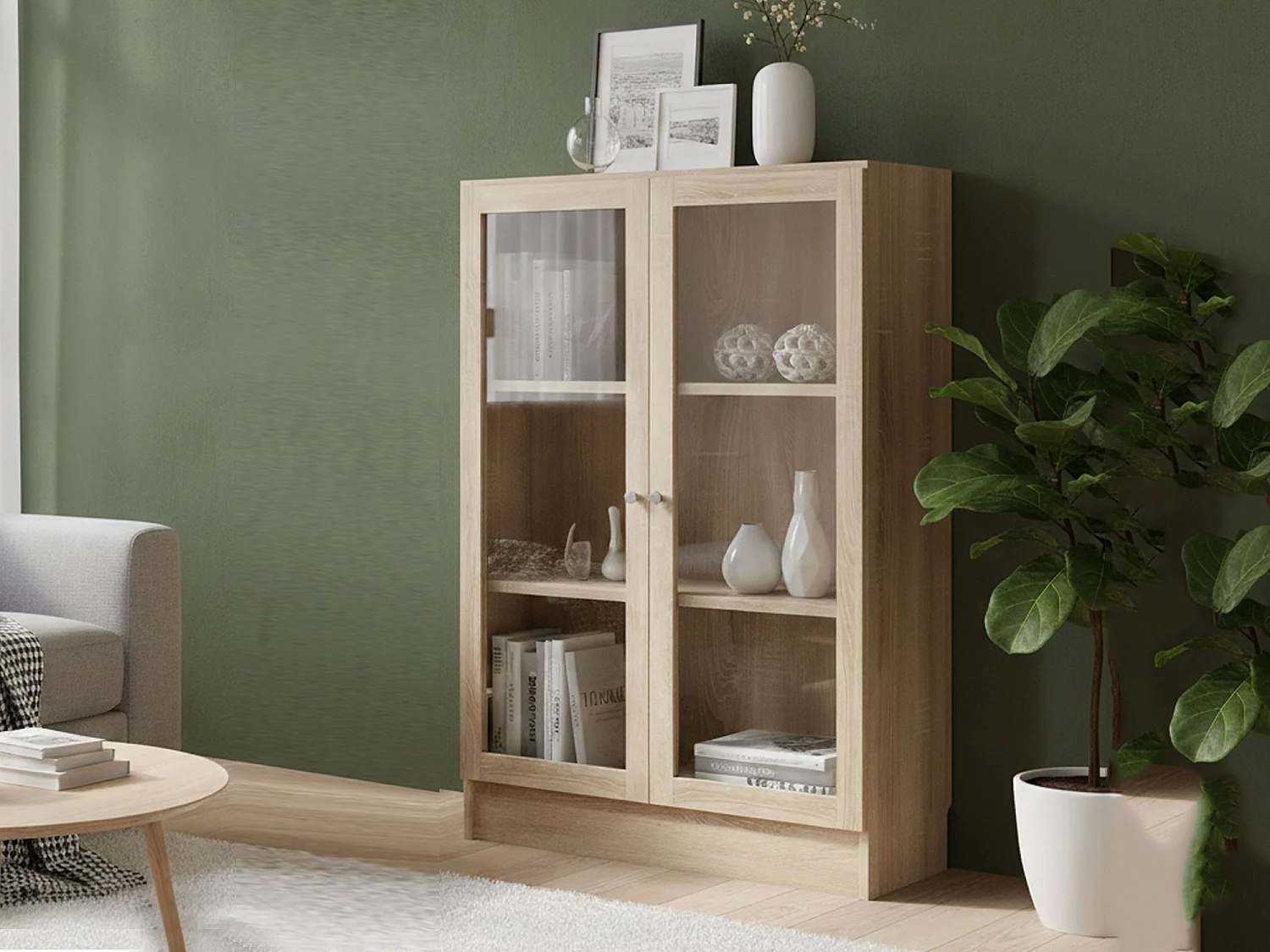 Bibliothèque Dskrinia, Etagère de bureau, Porte-livre mobile, Librairie, 79x28 h107 cm, Chêne
