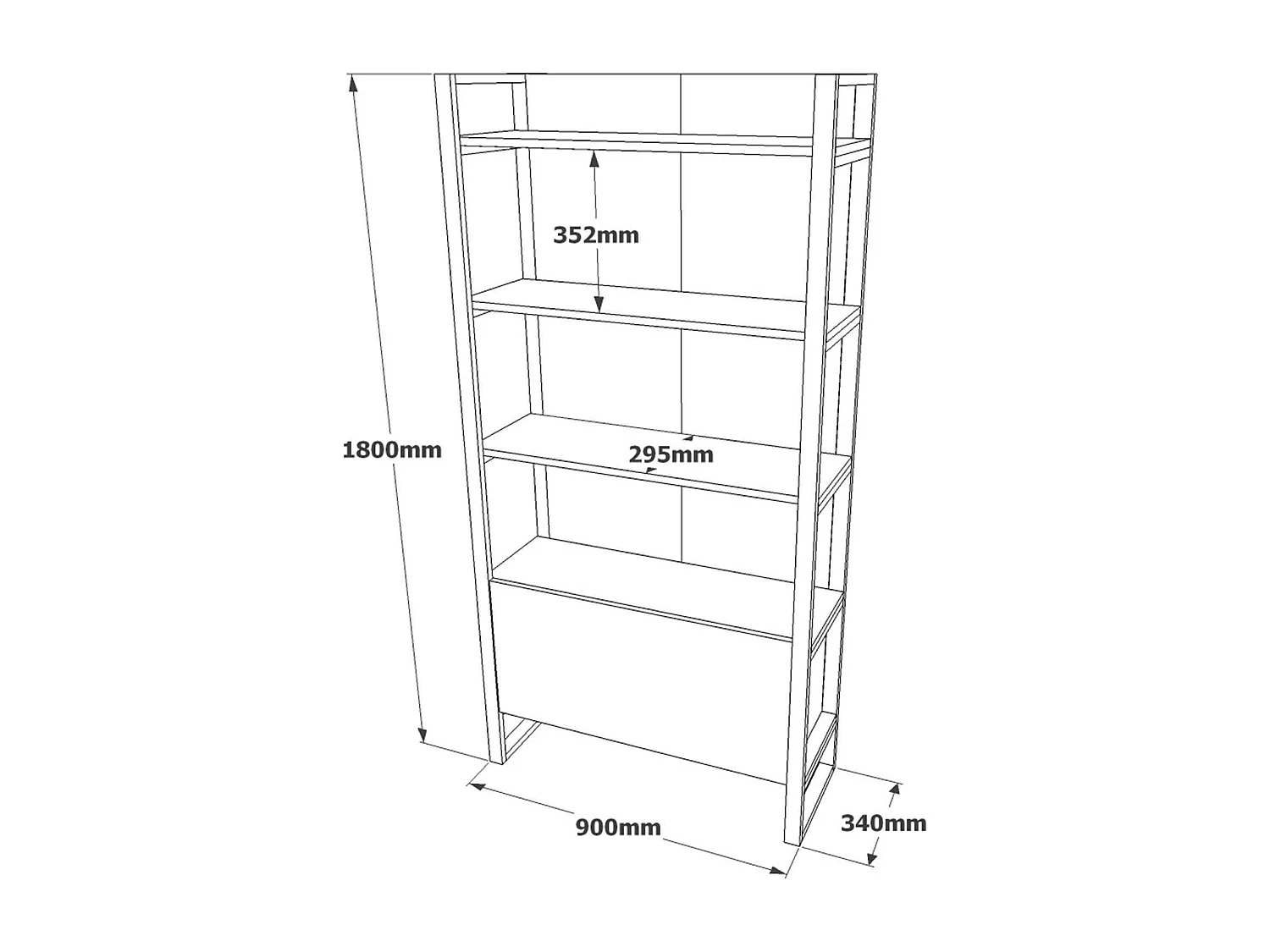 Bibliothèque Dabardonad, Etagère de bureau, Porte-livre mobile, Librairie, 90x34 h180 cm, Chêne