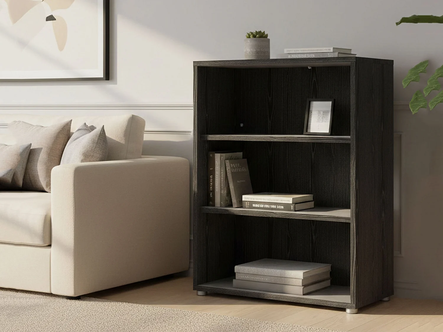 Bibliothèque Dterlizz, Etagère de bureau, Porte-livre mobile, Librairie, 89x40 h113 cm, Noir