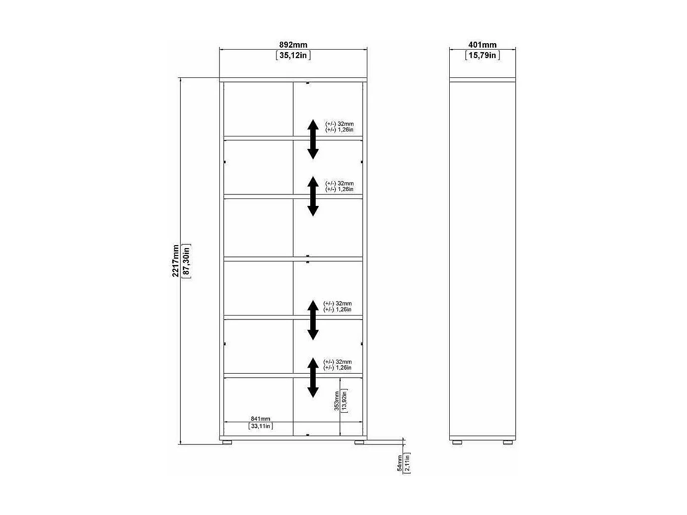 Bibliothèque Dtenton, Etagère de bureau, Porte-livre mobile, Librairie, 89x40 h222 cm, Blanc