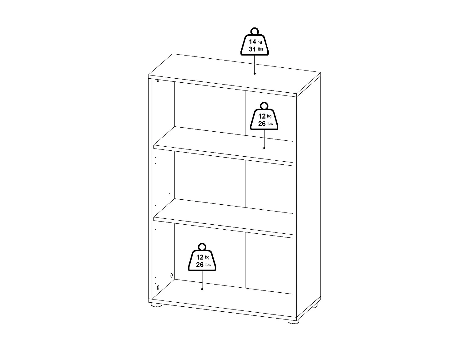 Libreria Sparto, 2 Ripiani, 34.3x79.6x123.6h cm Grigio, Biblioteca
