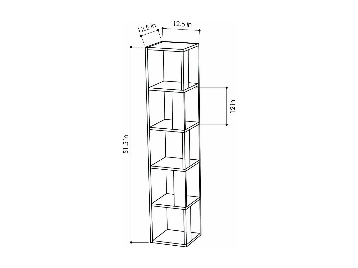 Bibliothèque Dcastagnett, Etagère de bureau, Porte-livre mobile, Librairie, 34x34 h161 cm, Blanc
