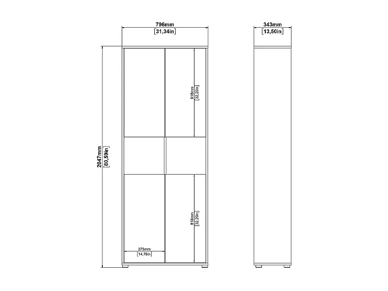 Bibliothèque Dtavca, Etagère de bureau, Porte-livre mobile, Librairie, 80x34 h205 cm, Chêne et Gris