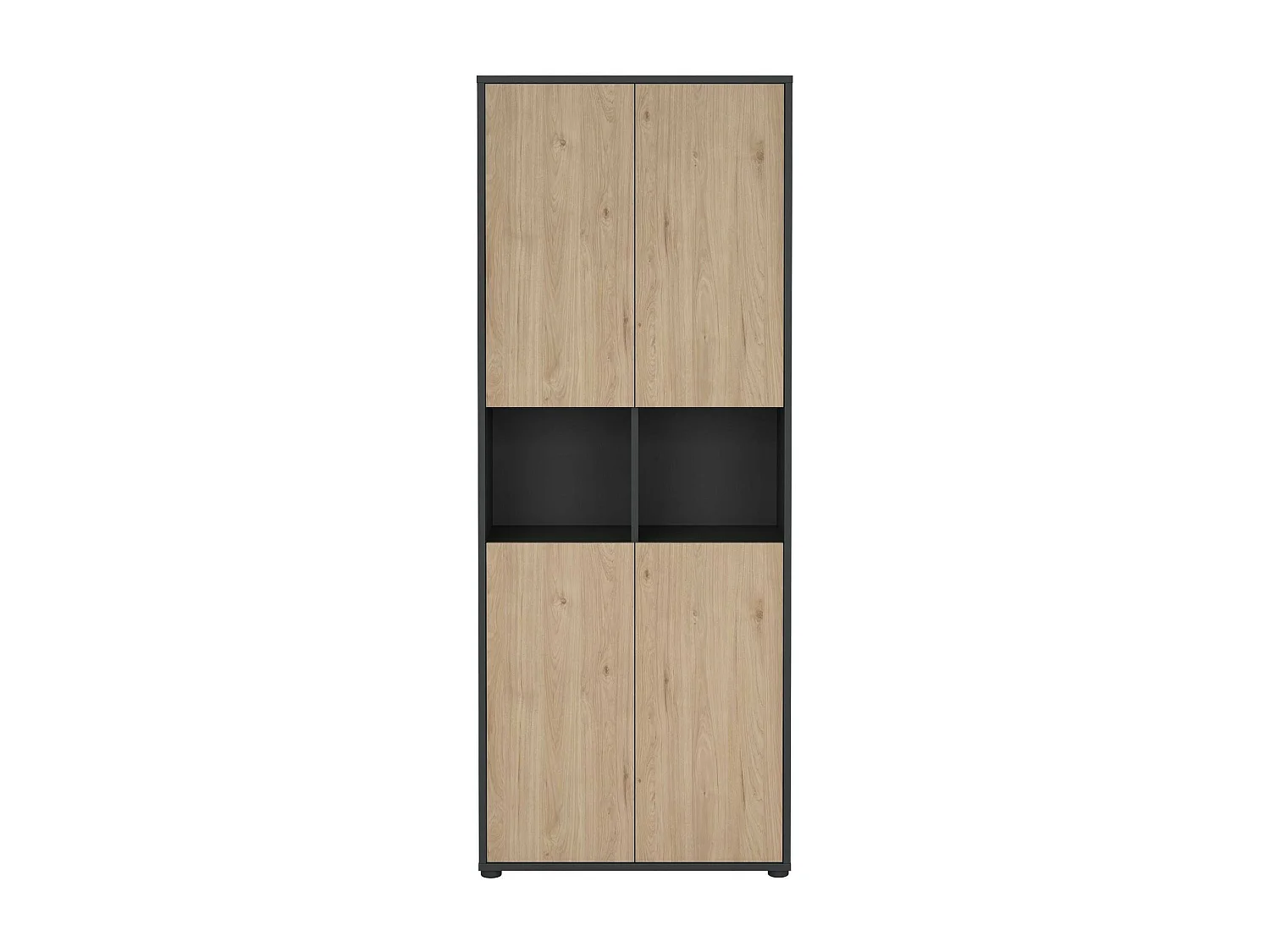 Bibliothèque Dtavca, Etagère de bureau, Porte-livre mobile, Librairie, 80x34 h205 cm, Chêne et Gris