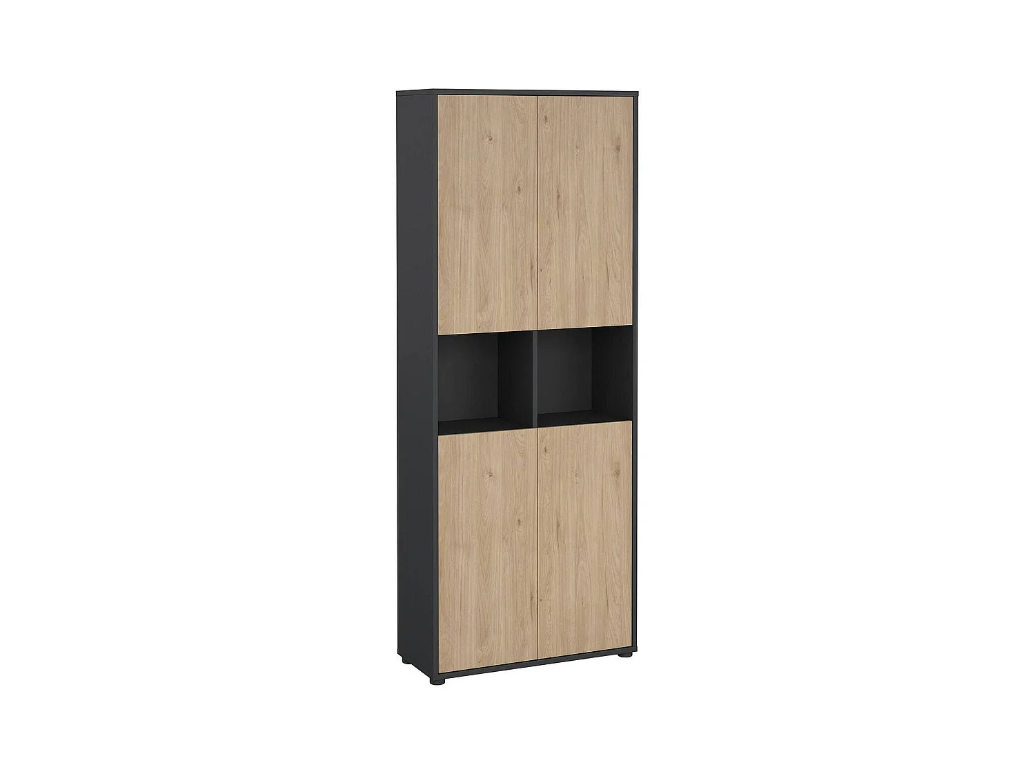 Dtavca boekenkast, Kantoorplank, Boekenkast, Bibliotheek, 80x34 h205 cm, Eiken en Grijs