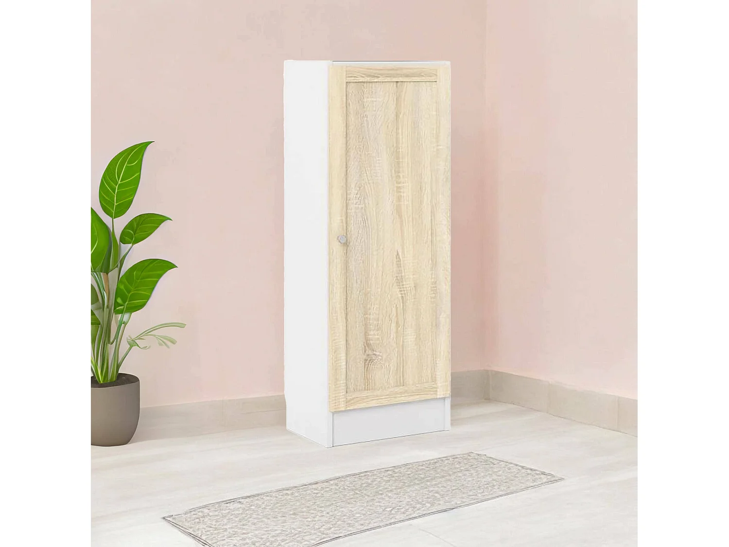 Bibliothèque Dsod, Etagère de bureau, Porte-livre mobile, Librairie, 41x28 h107 cm, Blanc et chêne