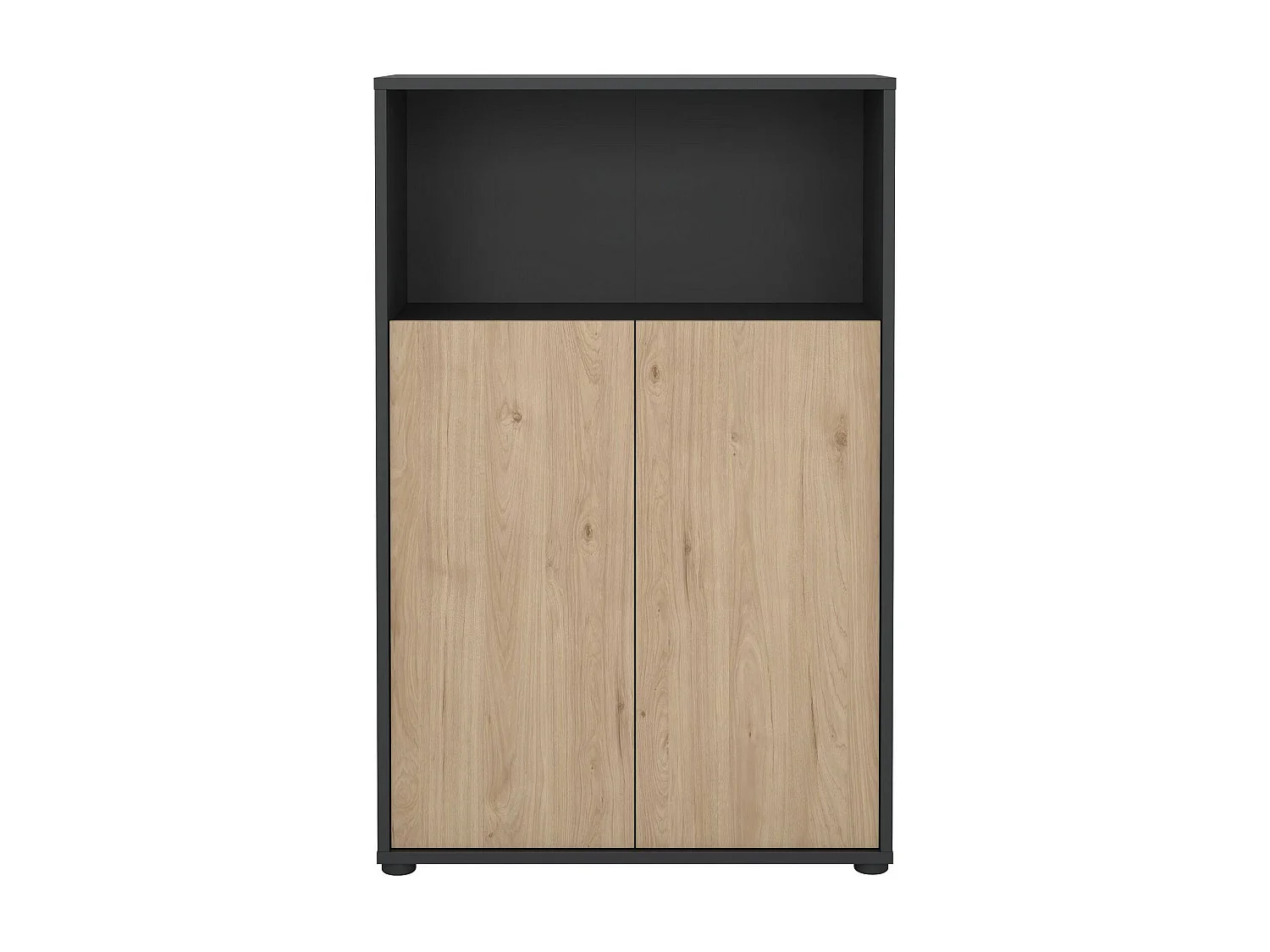 Bibliothèque Dtass, Etagère de bureau, Porte-livre mobile, Librairie, 80x34 h124 cm, Chêne et Gris