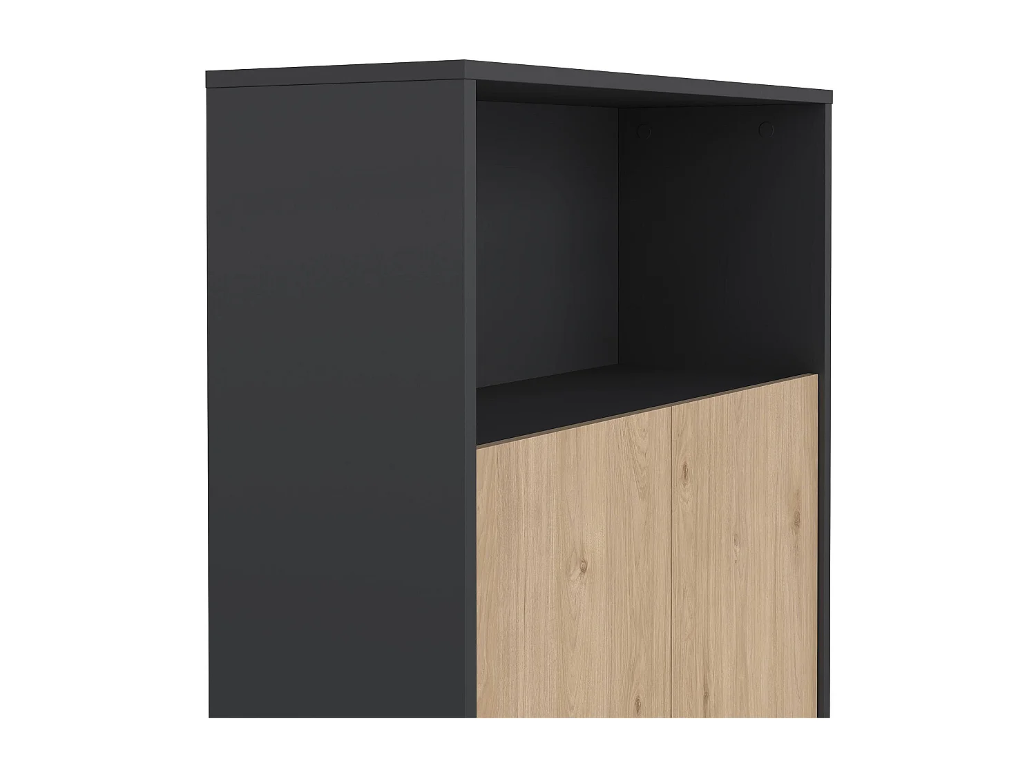 Bibliothèque Dtass, Etagère de bureau, Porte-livre mobile, Librairie, 80x34 h124 cm, Chêne et Gris