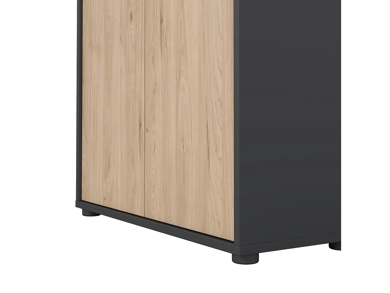 Bücherregal Dtass, Büroregal, Mobiler Buchhalter, Bücherbrett, 80x34 h124 cm, Eiche und Grau