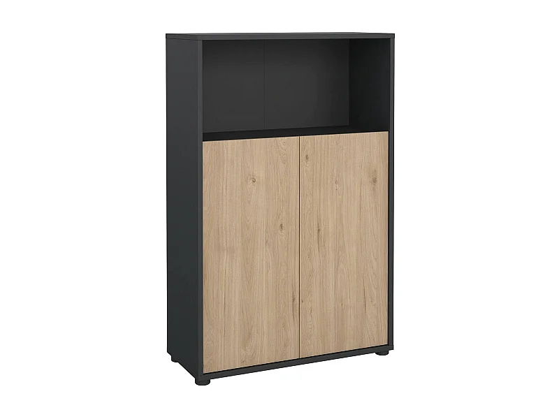 Dmora - Credenza Canossa, 80x34 h124 cm, Rovere e Grigio