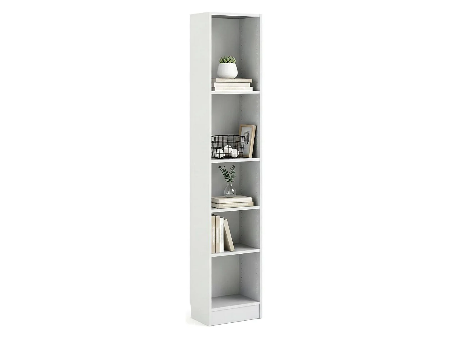 Bibliothèque Drugan, Etagère de bureau, Porte-livre mobile, Librairie, 41x27 h203 cm, Blanc