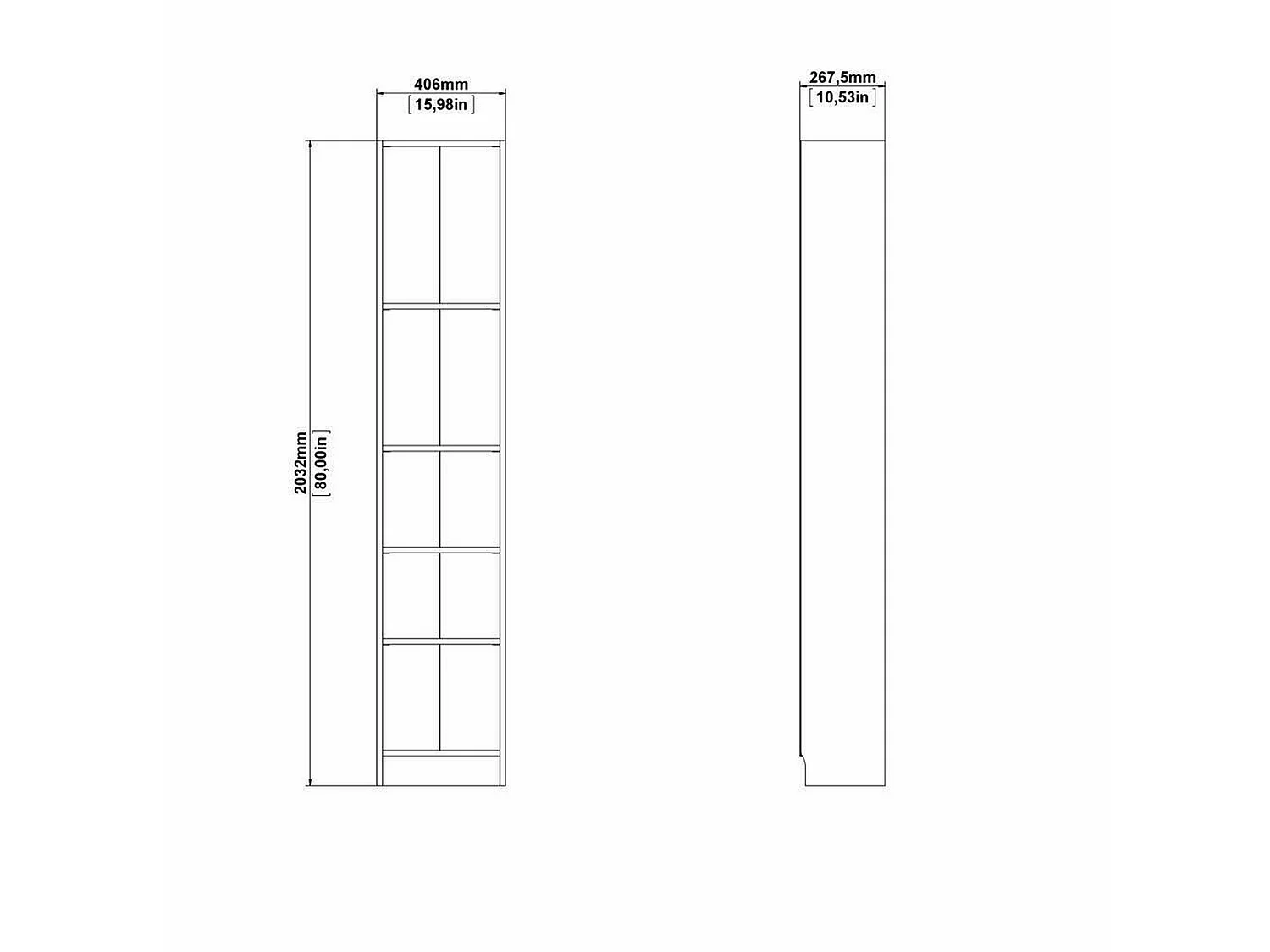 Bibliothèque Drugan, Etagère de bureau, Porte-livre mobile, Librairie, 41x27 h203 cm, Blanc