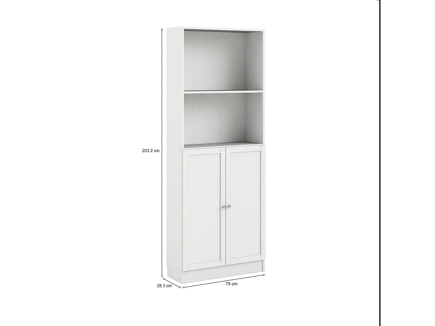 Bibliothèque Dsoffrid, Etagère de bureau, Porte-livre mobile, Librairie, 79x28 h203 cm, Blanc