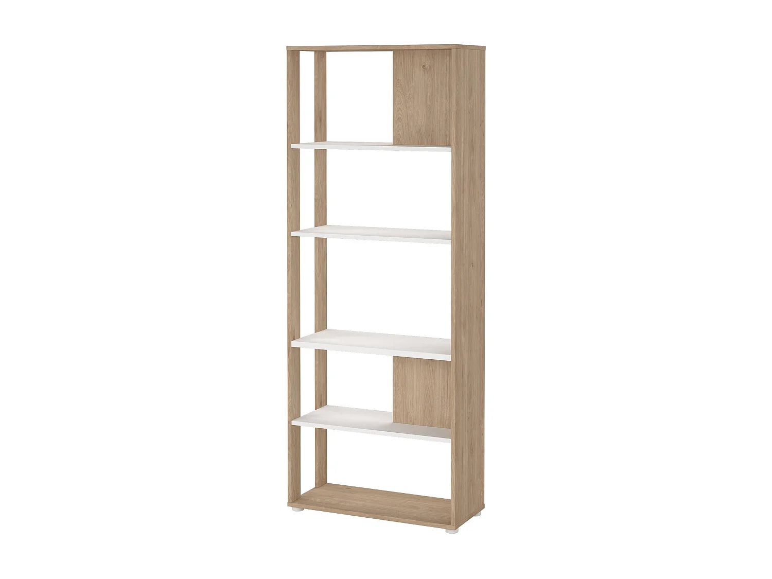 Bibliothèque Dspelt, Etagère de bureau, Porte-livre mobile, Librairie, 80x34 h205 cm, Chêne clair et Blanc