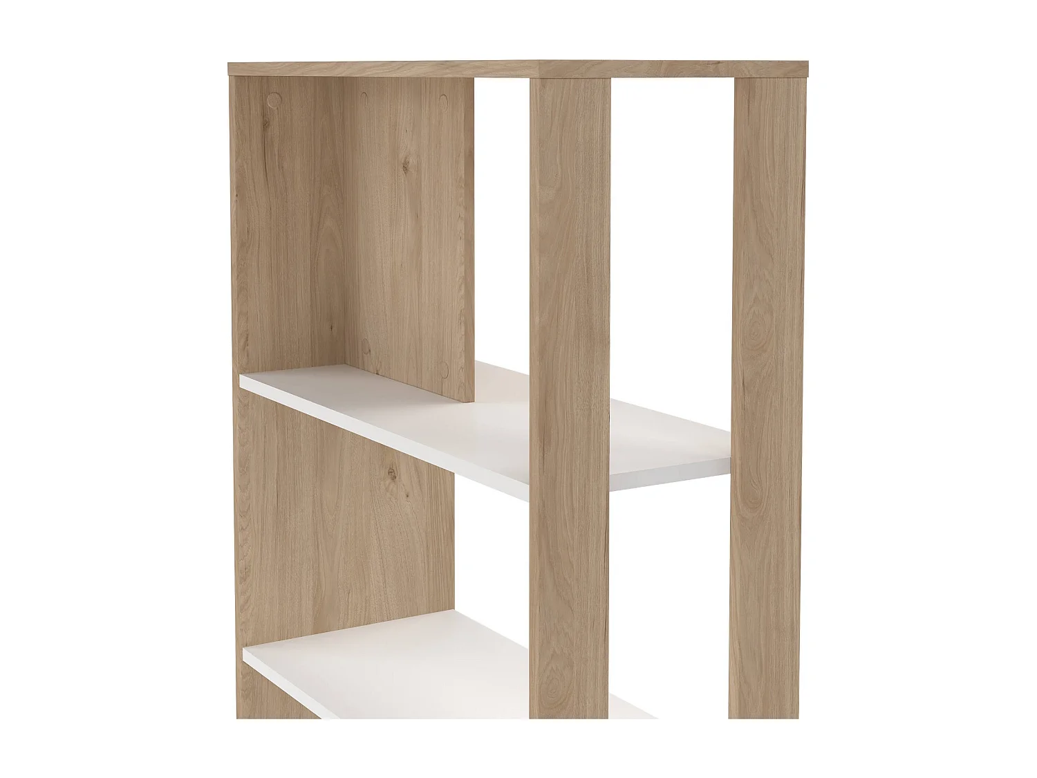 Bibliothèque Dspelt, Etagère de bureau, Porte-livre mobile, Librairie, 80x34 h205 cm, Chêne clair et Blanc