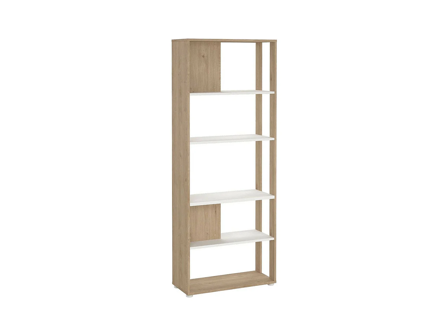 Bibliothèque Dspelt, Etagère de bureau, Porte-livre mobile, Librairie, 80x34 h205 cm, Chêne clair et Blanc
