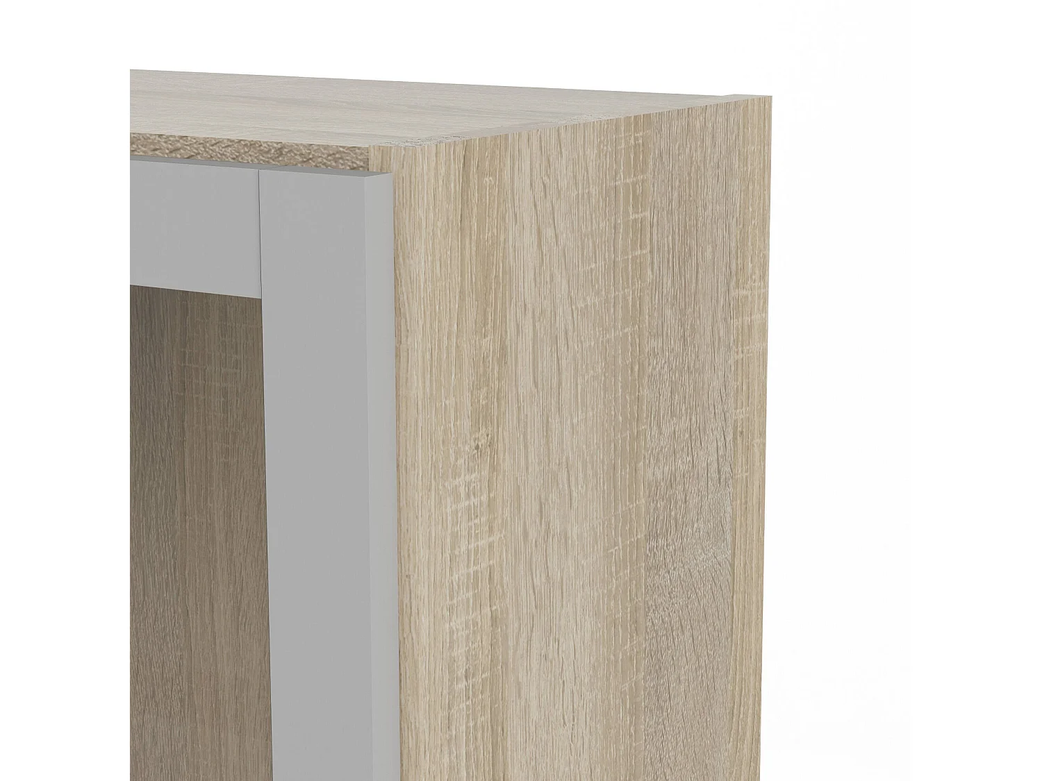 Bibliothèque Dsitu, Etagère de bureau, Porte-livre mobile, Librairie, 41x28 h203 cm, Chêne et Blanc